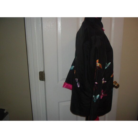 Gorgeous Grace Chaung Embroidered Butterflies & Black Chinese Asian Jacket S/M - Picture 4 of 6